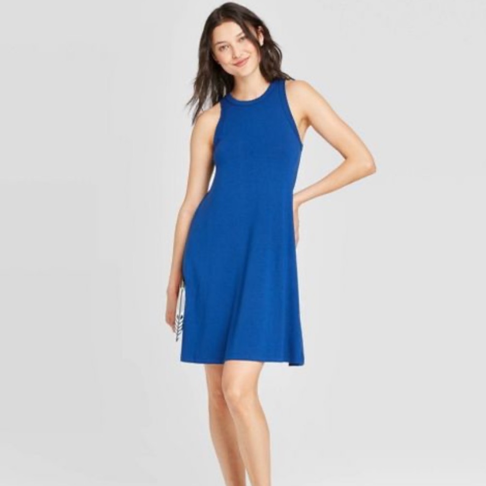 Royal blue knit tank dress
